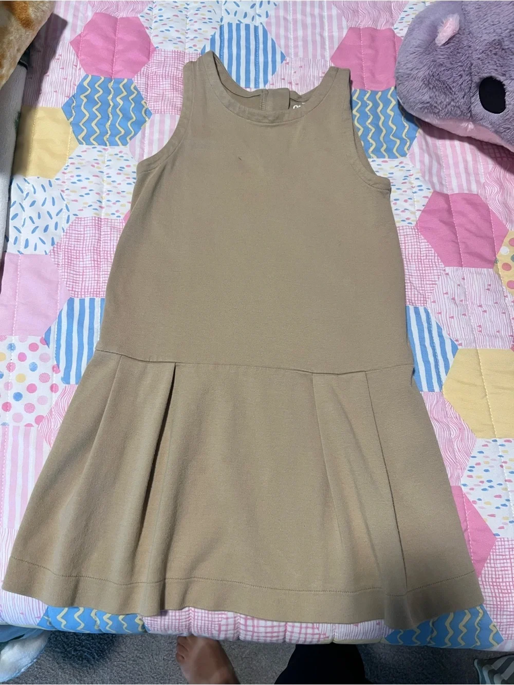 OshKosh B'gosh Sleeveless Pleated Hem Dress in Tan